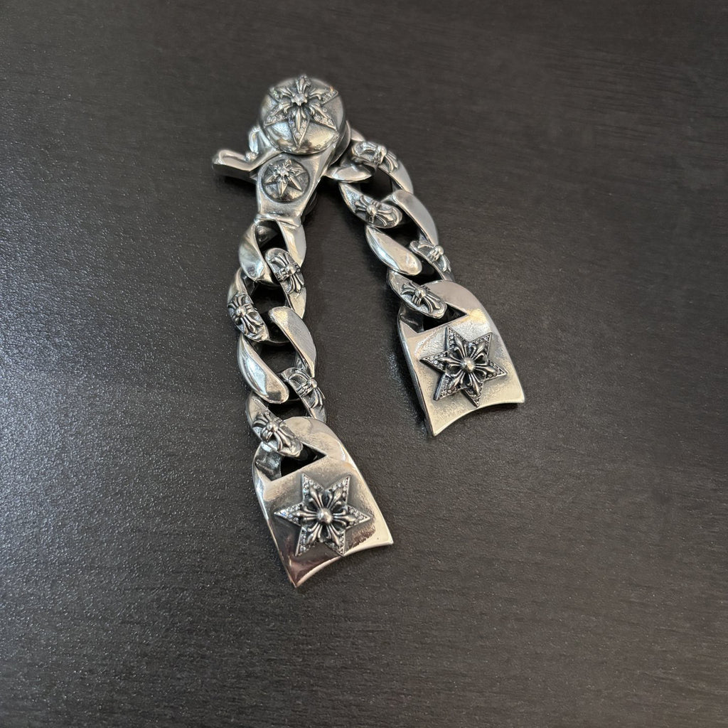 Silver Plated Rhinestone Hexagram Watch Band for Men, Fashionable and Unique Retro Punk Style Buckle Strap, Unisex Universal Stylish Design