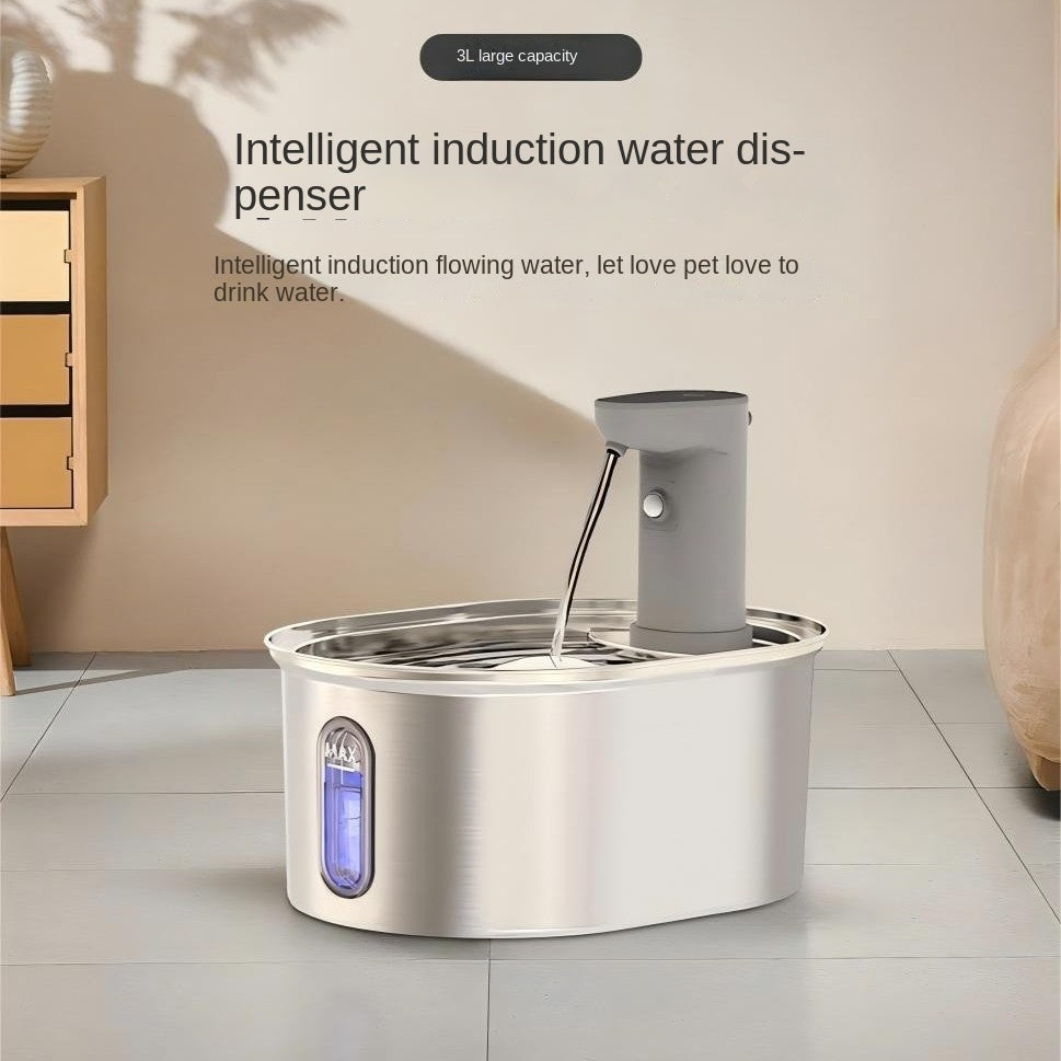 Stainless Steel Cat Water Dispenser Wireless Intelligent Automatic Circulating Water Machine Pet Smart Battery-Powered Feeder