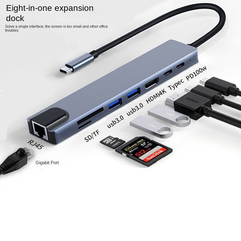 Type-C Hub with HDMI Cable for High-Definition Display, USB 3.0 Multi-Port Adapter for Computers