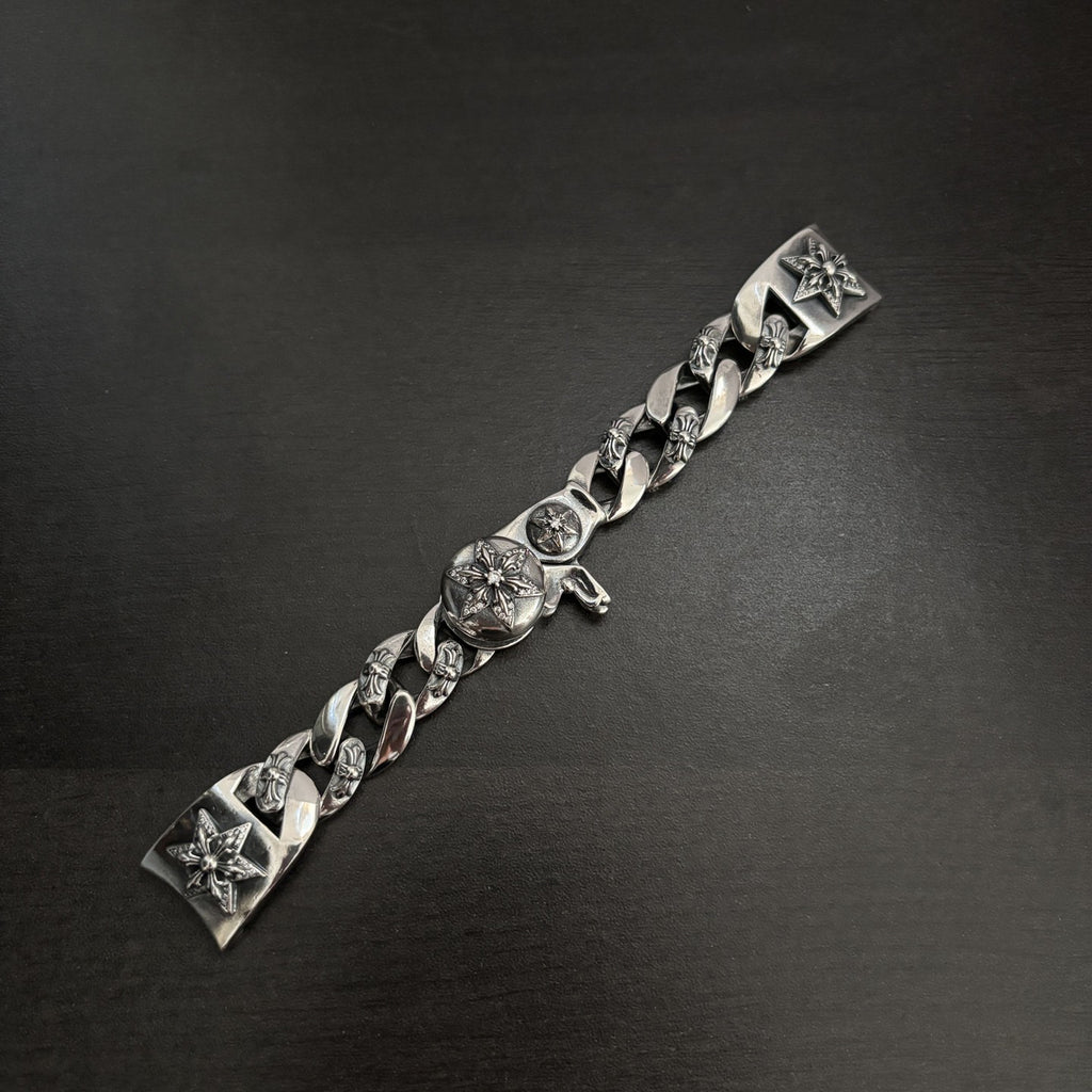 Silver Plated Rhinestone Hexagram Watch Band for Men, Fashionable and Unique Retro Punk Style Buckle Strap, Unisex Universal Stylish Design