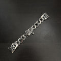 Silver Plated Rhinestone Hexagram Watch Band for Men, Fashionable and Unique Retro Punk Style Buckle Strap, Unisex Universal Stylish Design
