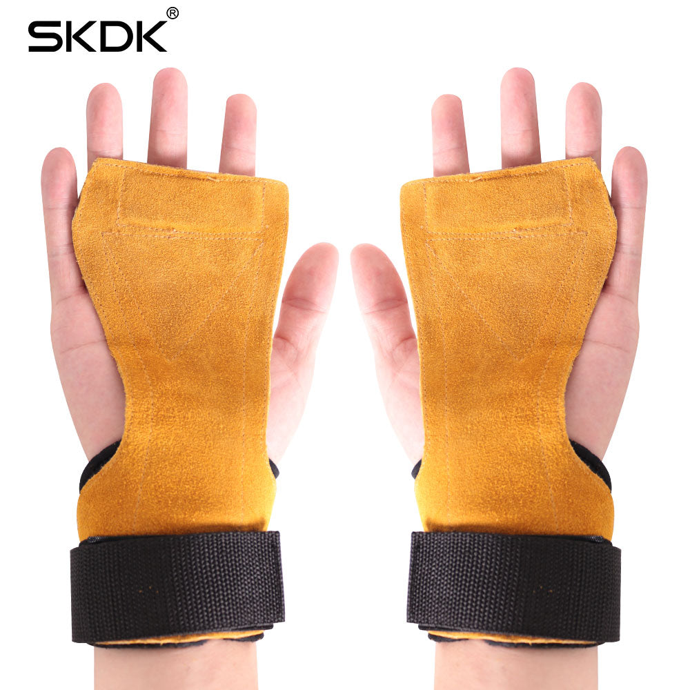1 Pair Cowhide Hand Grips Gymnastics Gloves Grips Anti Skid Gym Fitness Gloves Weight Lifting Grip Gym Crossfit Trainining