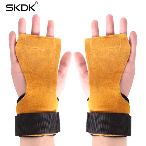 1 Pair Cowhide Hand Grips Gymnastics Gloves Grips Anti Skid Gym Fitness Gloves Weight Lifting Grip Gym Crossfit Trainining