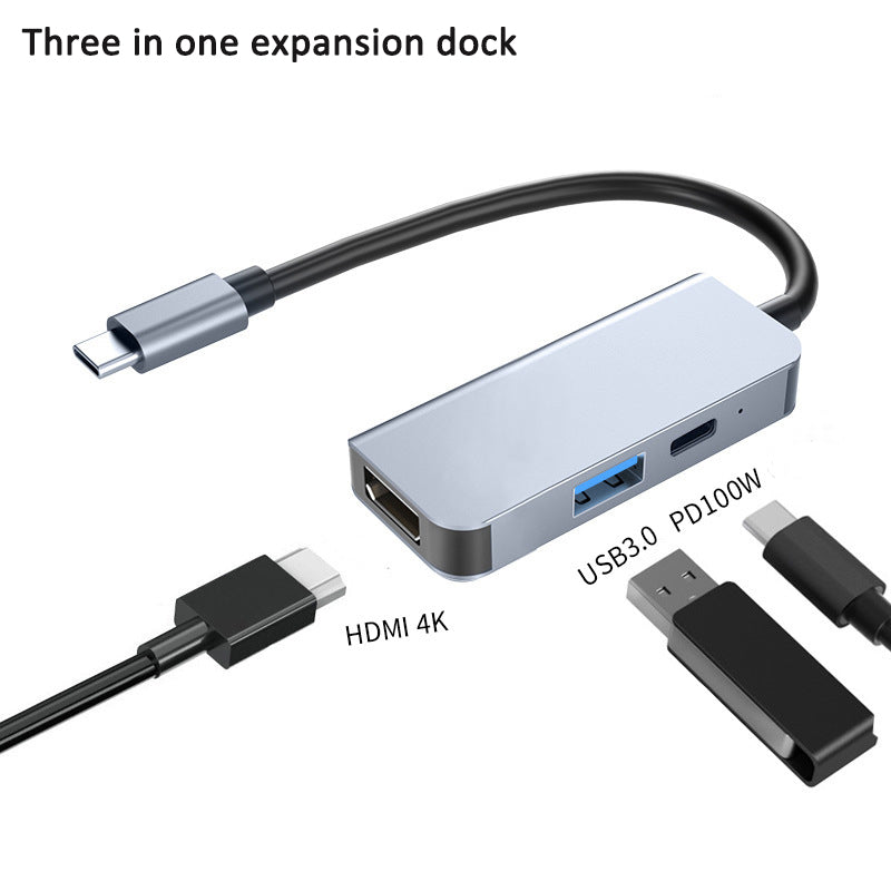 Type-C Hub with HDMI Cable for High-Definition Display, USB 3.0 Multi-Port Adapter for Computers