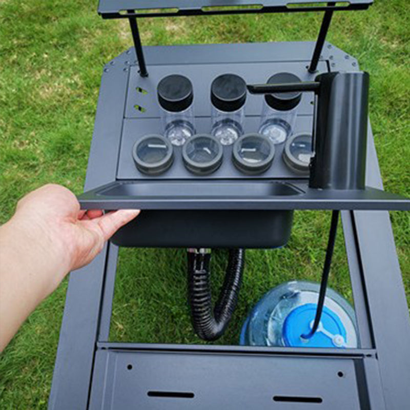 Aluminum Alloy IGT Camping Sink with Tea Tray & Cutting Board - Foldable Accessory for Outdoor IGT Table