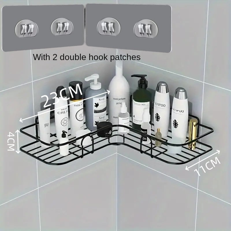 Bathroom Storage Rack Toilet Washroom Wall-Mounted Hole-Free Multi-Functional Iron Mesh Long Strip Organizer