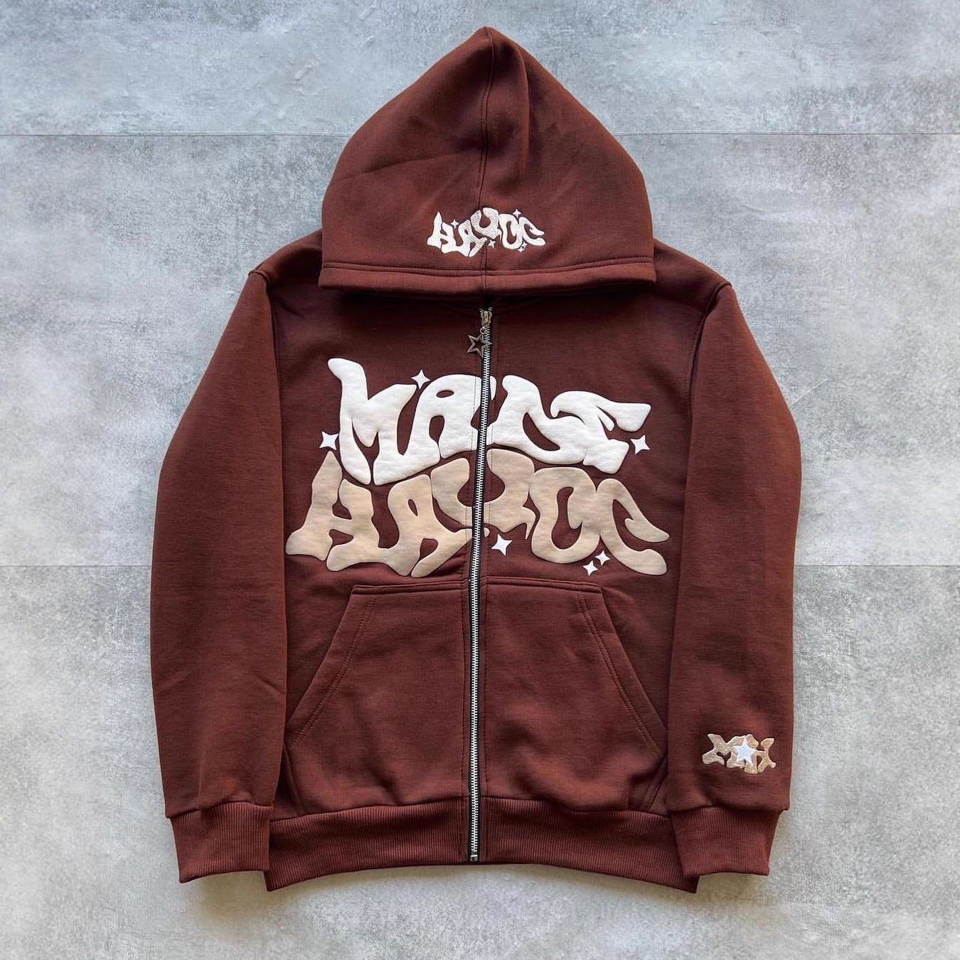 streetwear Y2K gothic punk hip-hop fashion zipper digital print hoodie