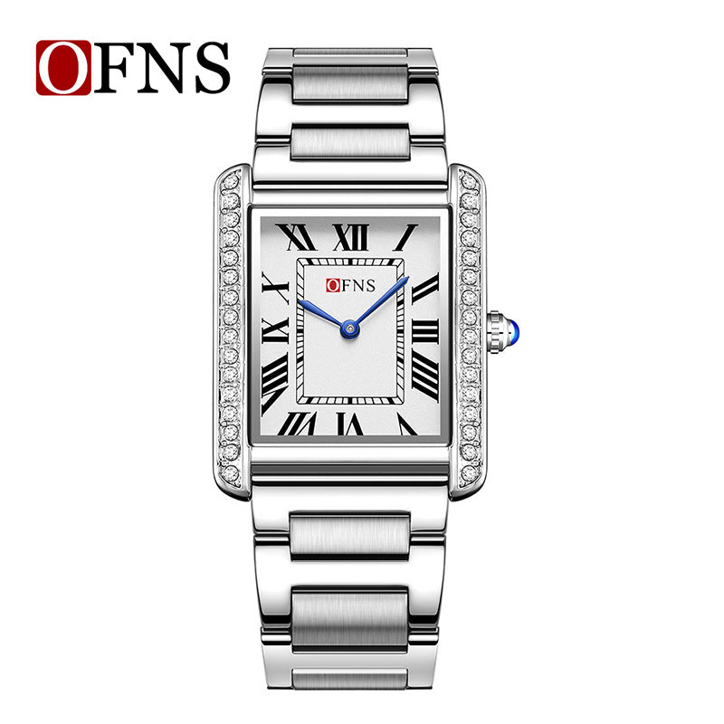 SANDA Fashion Square Roman Numerals Couple Quartz Watch Waterproof Wristwatch for Men and Women