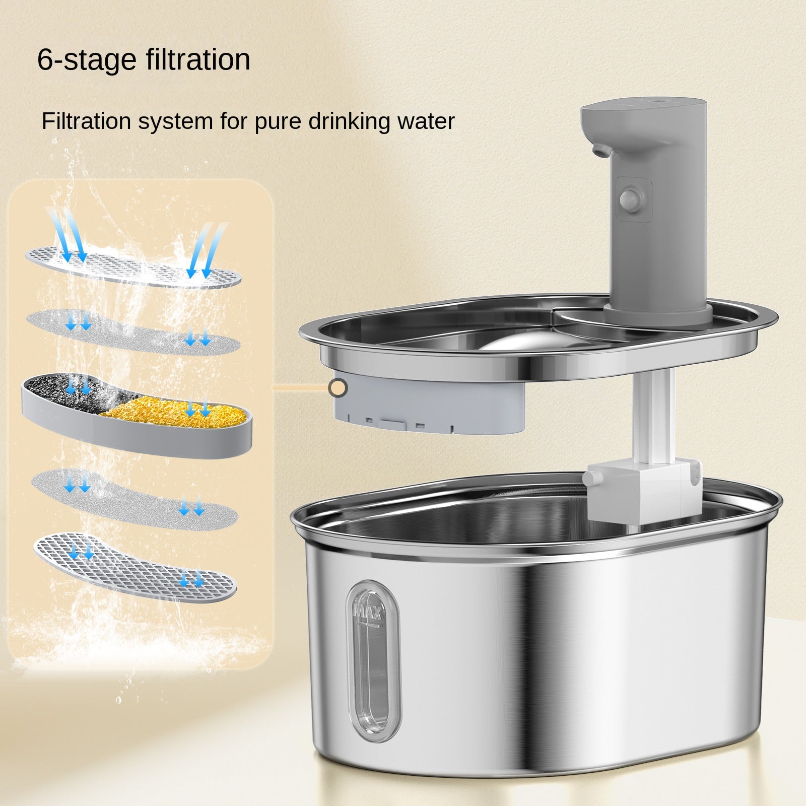 Stainless Steel Cat Water Dispenser Wireless Intelligent Automatic Circulating Water Machine Pet Smart Battery-Powered Feeder