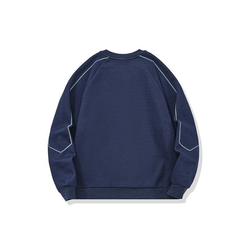 Casual Loose Unisex Hoodie with Embroidery and Stitching Design