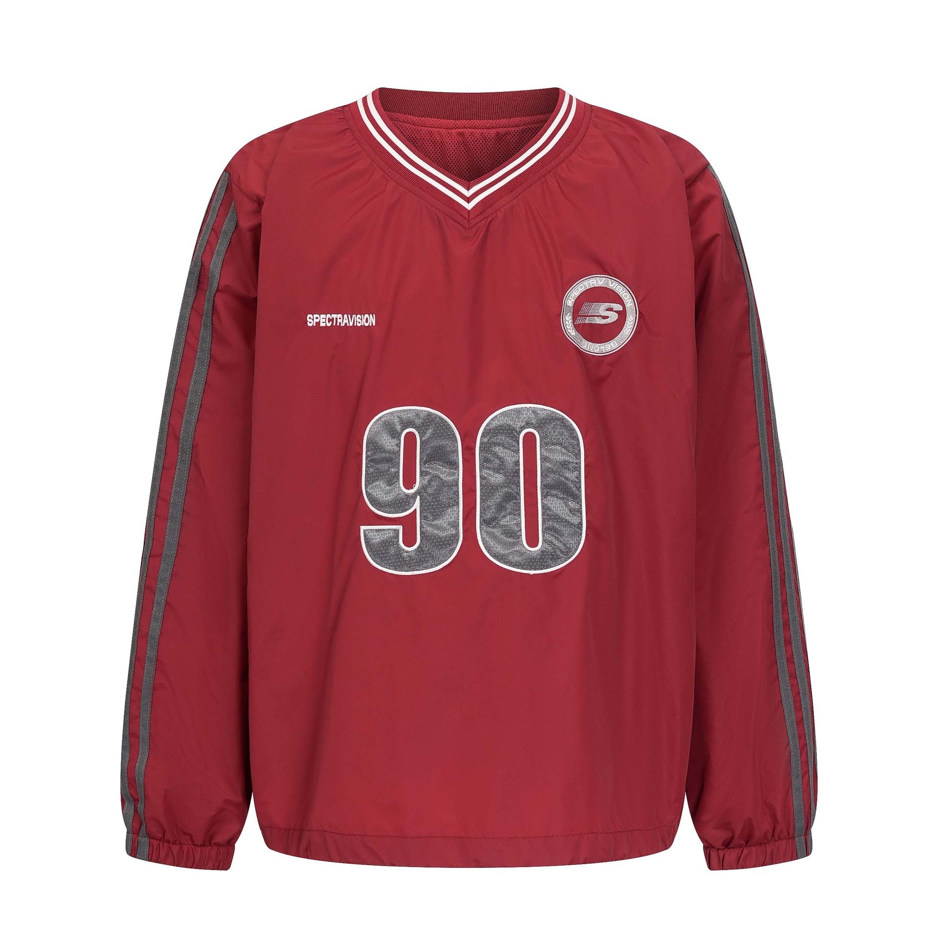 High Street Style Applique Letter Embroidery V-Neck Hoodie Unisex Casual Hip Hop Sweatshirt