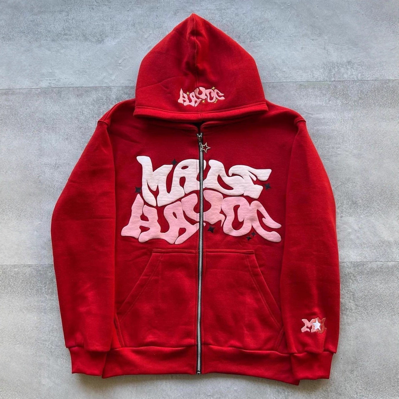 streetwear Y2K gothic punk hip-hop fashion zipper digital print hoodie