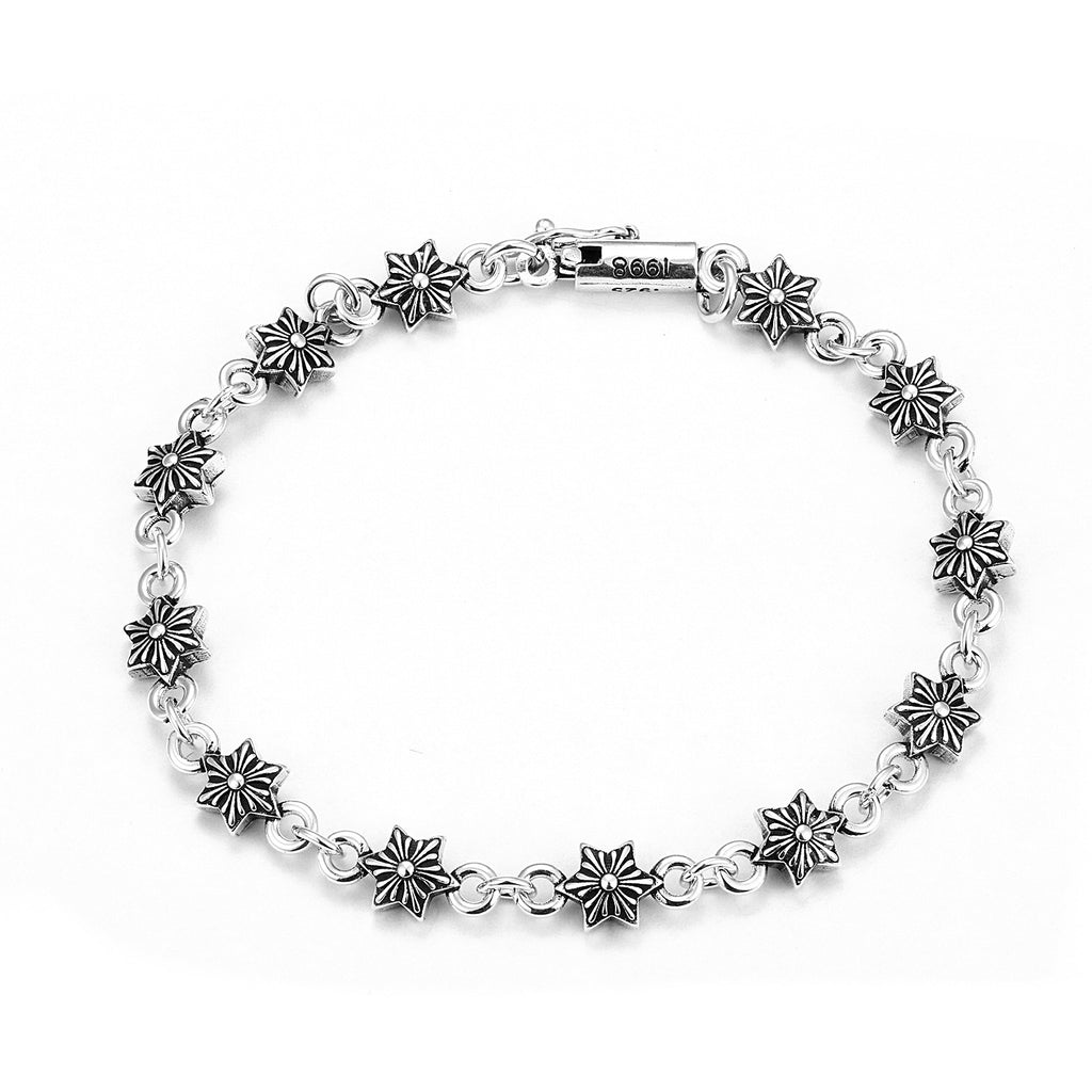 CH Retro Couple Bracelet Cross Dice Bracelet Full Rhinestones Ins Trendy Hip Hop Style Rhinestone Inlaid