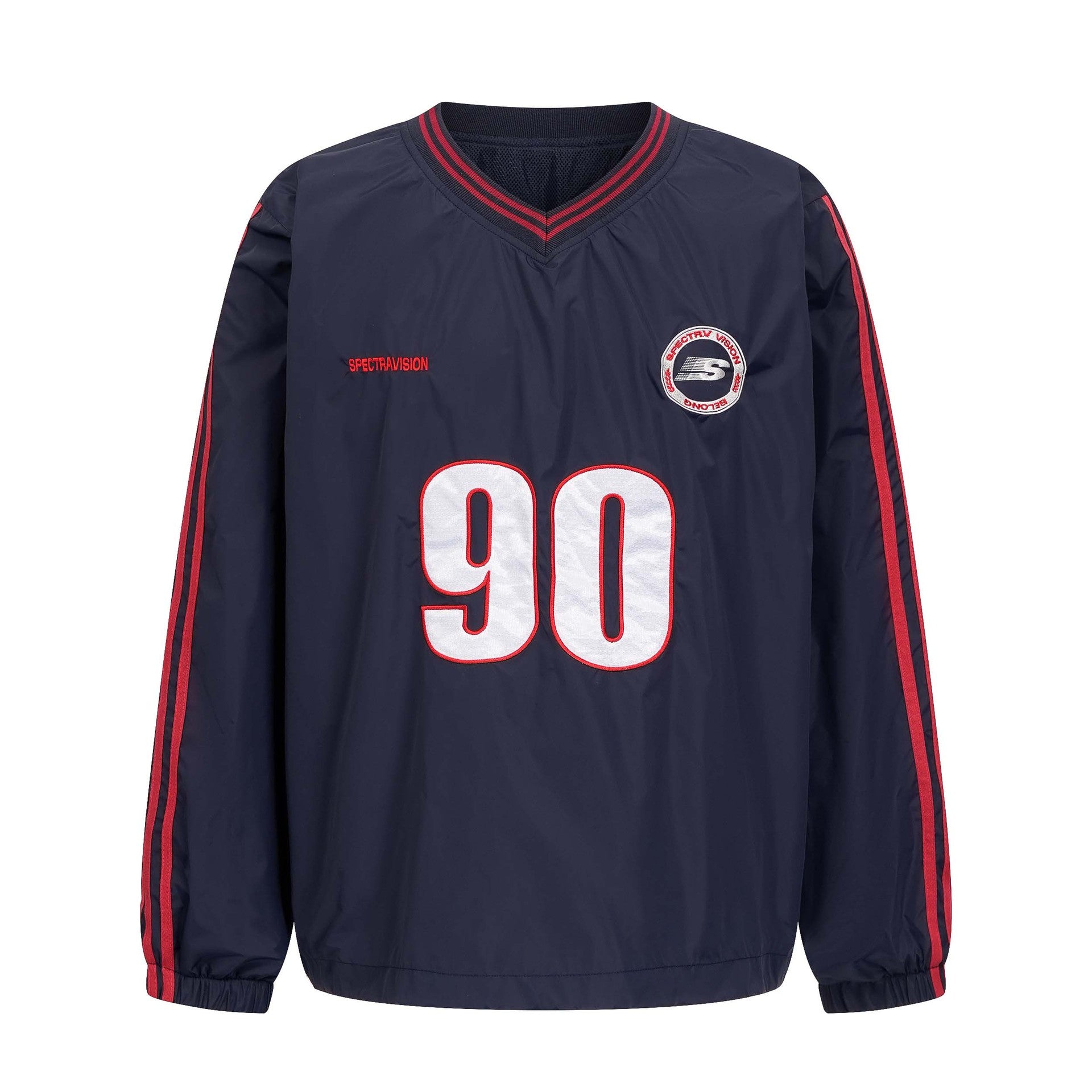 High Street Style Applique Letter Embroidery V-Neck Hoodie Unisex Casual Hip Hop Sweatshirt