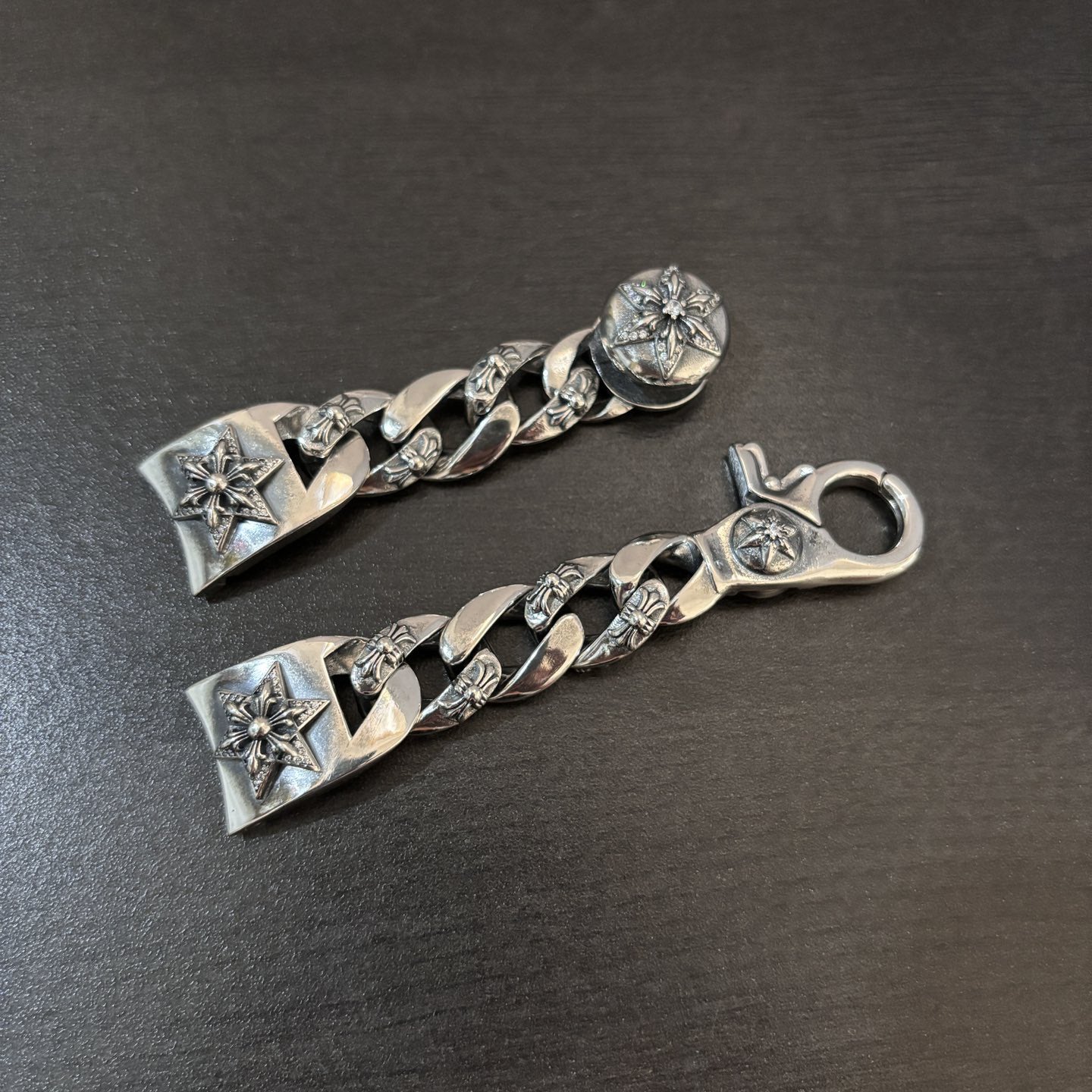 Silver Plated Rhinestone Hexagram Watch Band for Men, Fashionable and Unique Retro Punk Style Buckle Strap, Unisex Universal Stylish Design