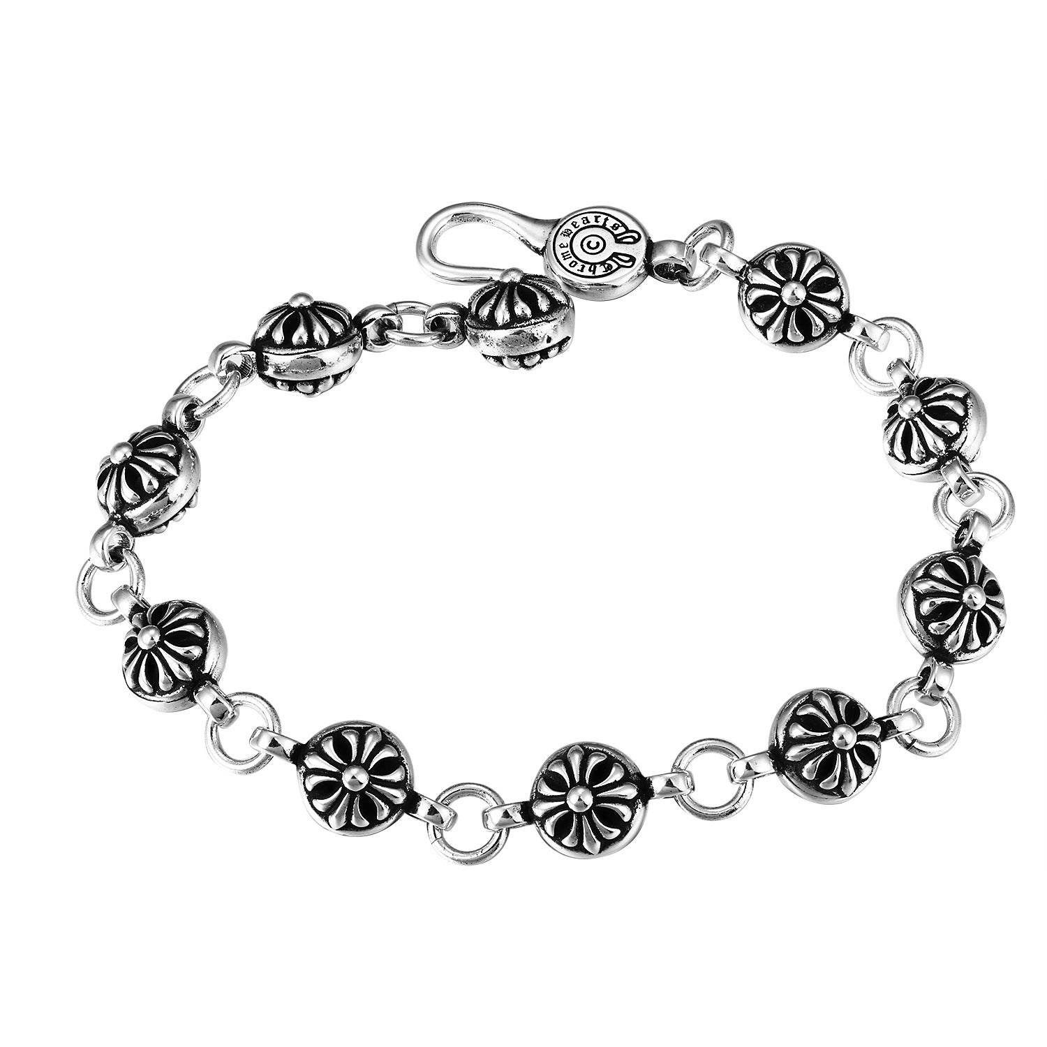 CH Retro Couple Bracelet Cross Dice Bracelet Full Rhinestones Ins Trendy Hip Hop Style Rhinestone Inlaid