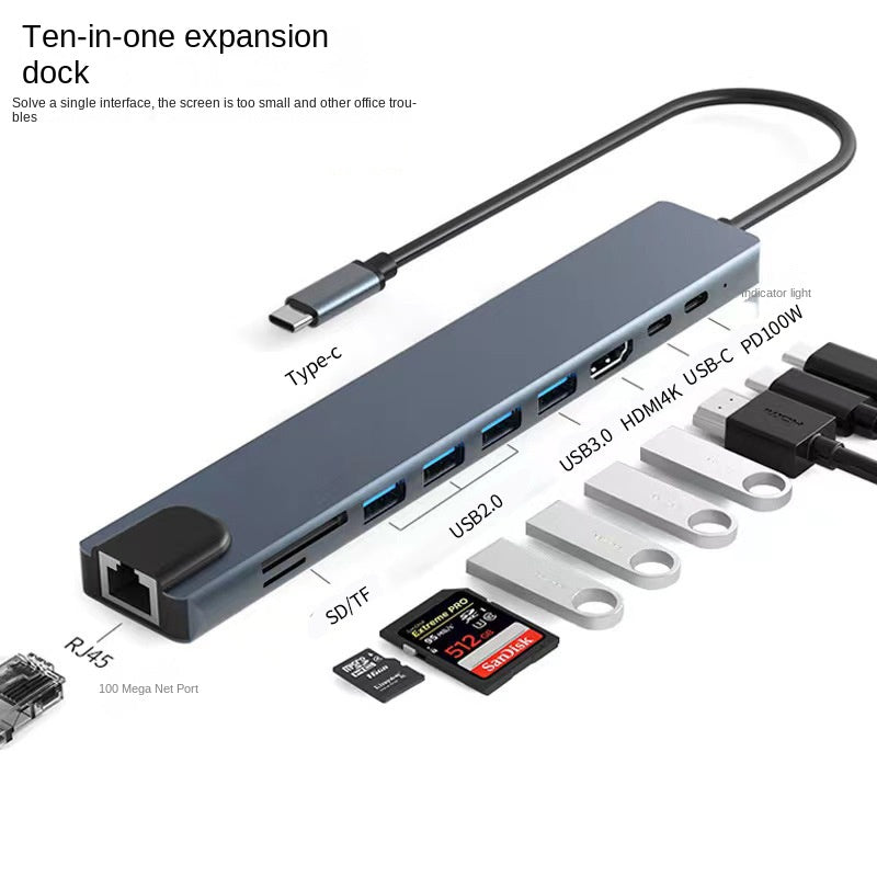 Type-C Hub with HDMI Cable for High-Definition Display, USB 3.0 Multi-Port Adapter for Computers