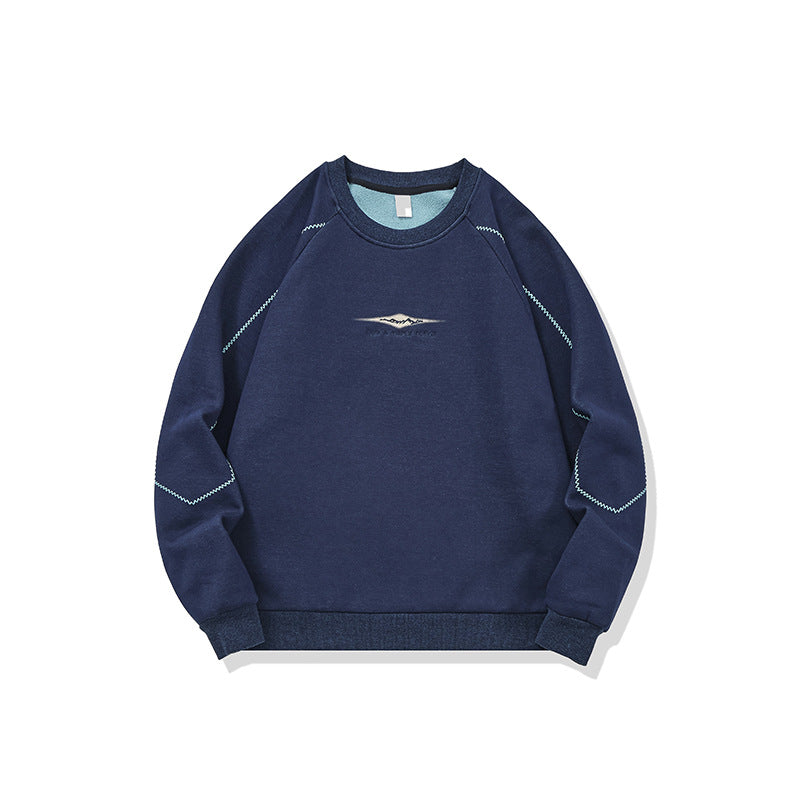 Casual Loose Unisex Hoodie with Embroidery and Stitching Design