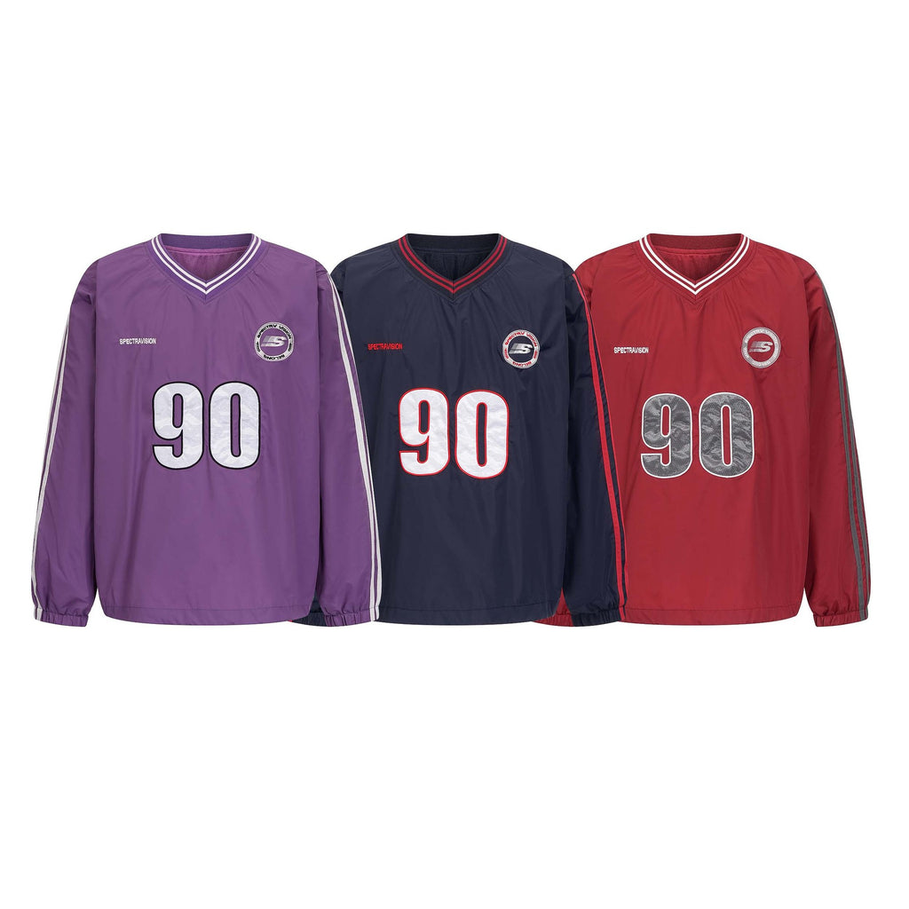 High Street Style Applique Letter Embroidery V-Neck Hoodie Unisex Casual Hip Hop Sweatshirt