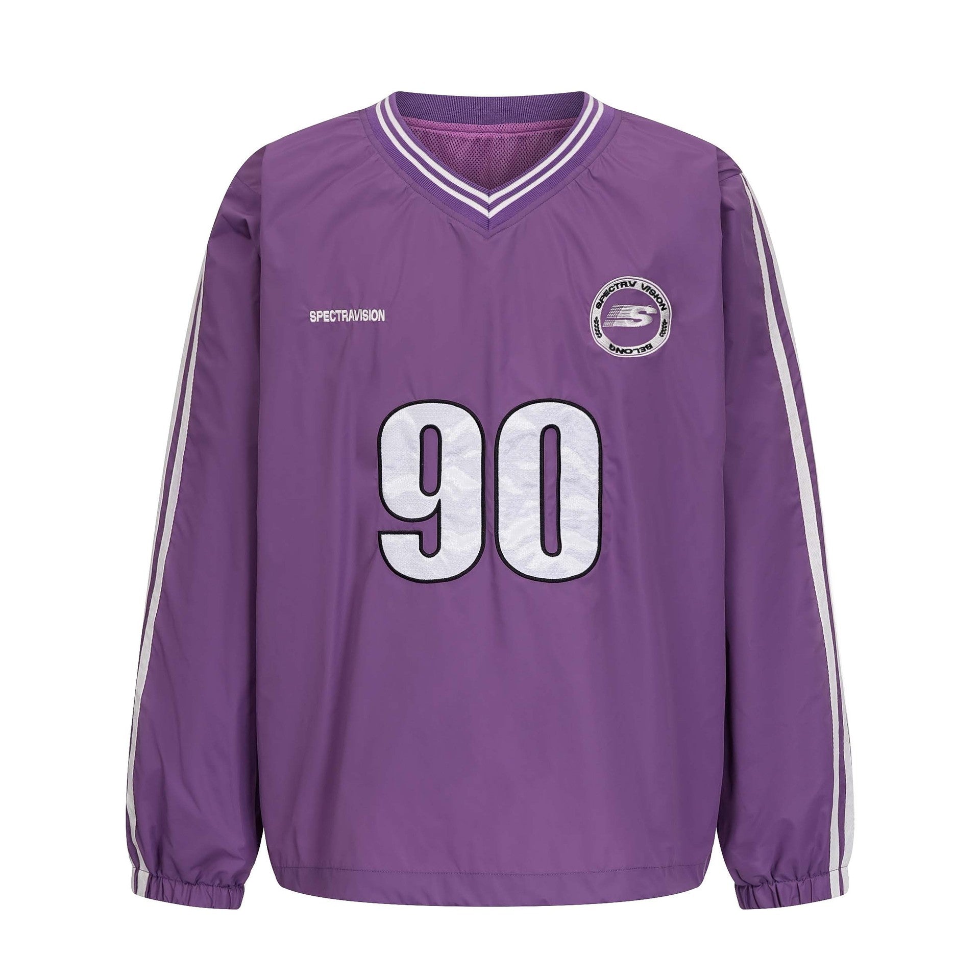 High Street Style Applique Letter Embroidery V-Neck Hoodie Unisex Casual Hip Hop Sweatshirt