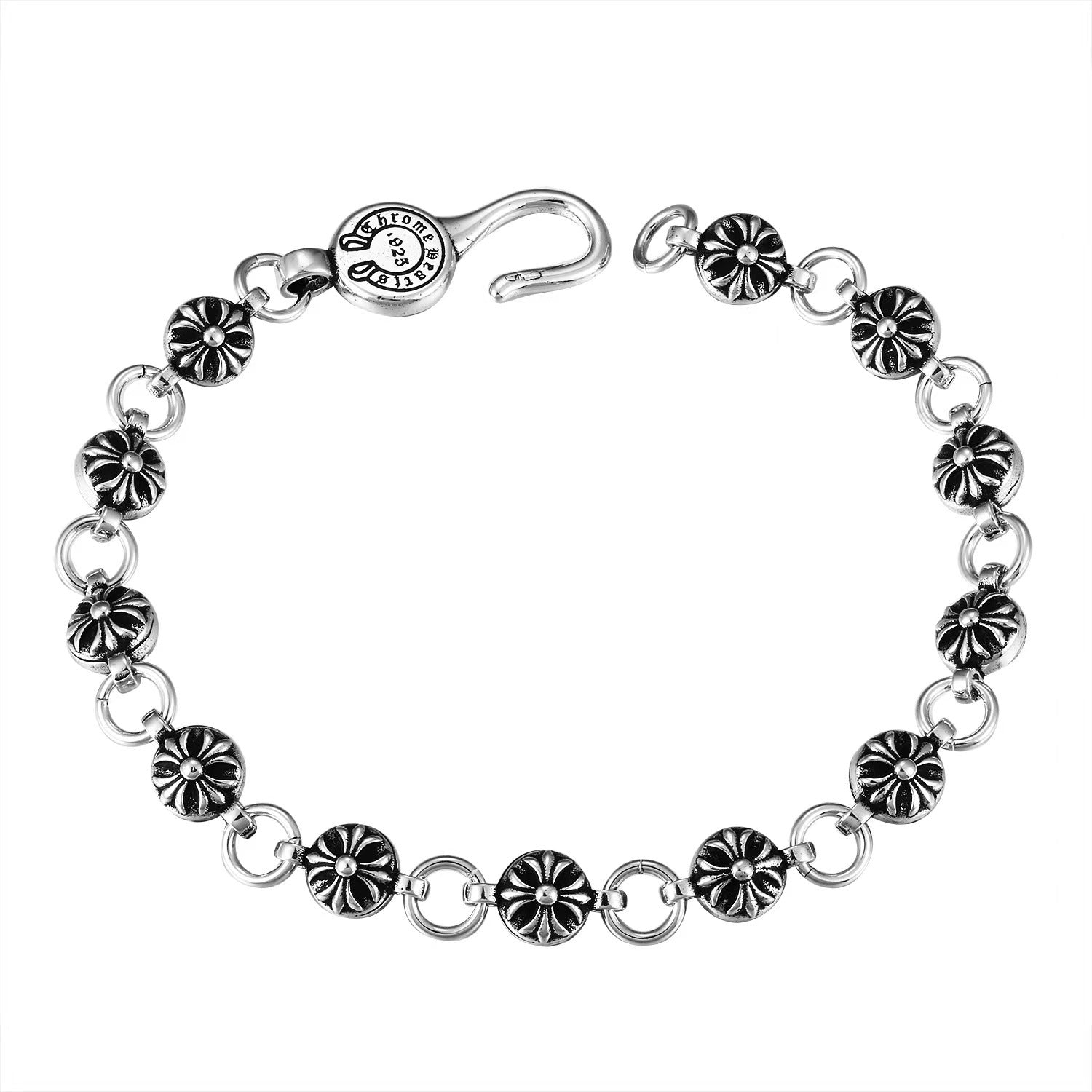 CH Retro Couple Bracelet Cross Dice Bracelet Full Rhinestones Ins Trendy Hip Hop Style Rhinestone Inlaid